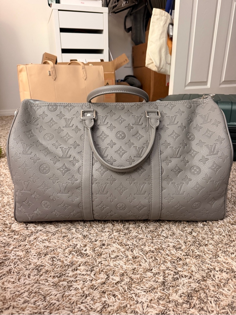 Louis Vuitton Gray Monogram Keepall Duffle Bag